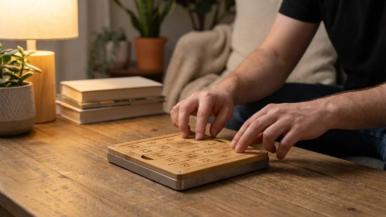 Bambusta valmistettu liukupalapelinneliö — Helppo numeropulma - 5