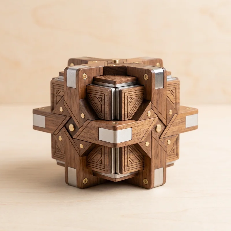 Walnut Square Tangram Fusion — Expert Multi-Layer Challenge - 1