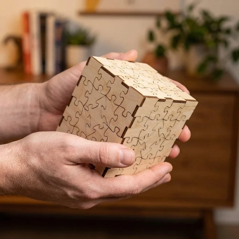 Kaksipuolinen puinen palapeli — Vaikea 150-osainen abstrakti kuvio - 4