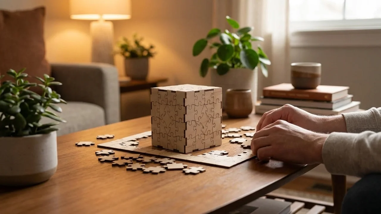 Kaksipuolinen puinen palapeli — Vaikea 150-osainen abstrakti kuvio - 5