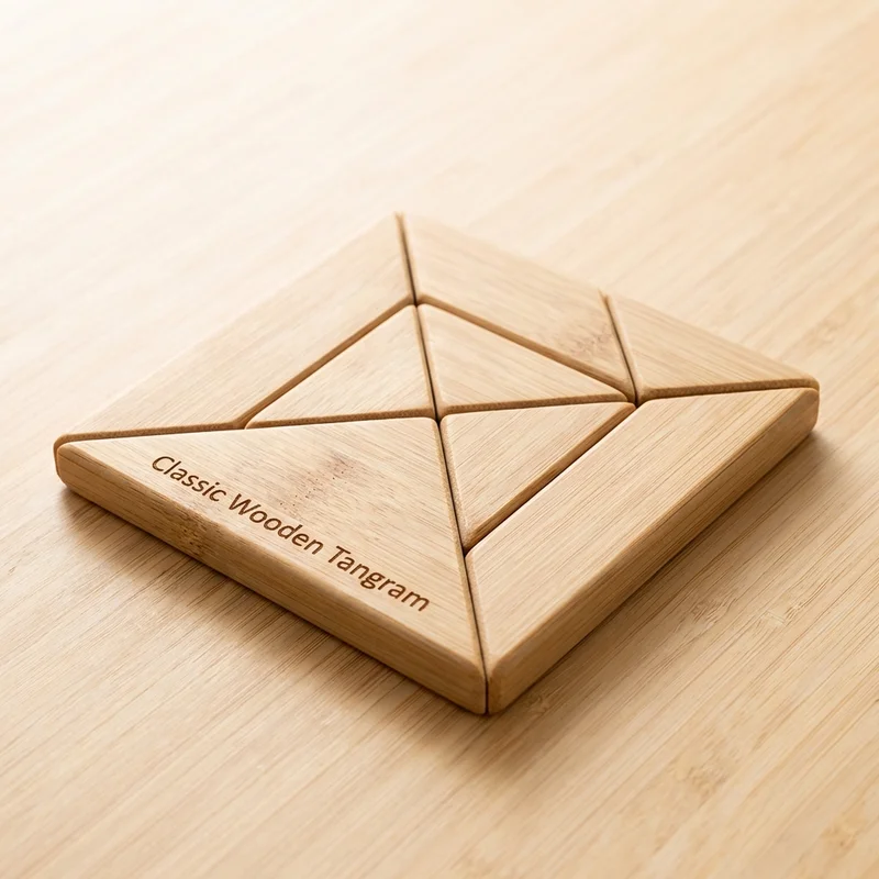 Classic Wooden Tangram — Sustainable 7-Piece Puzzle Set - 1