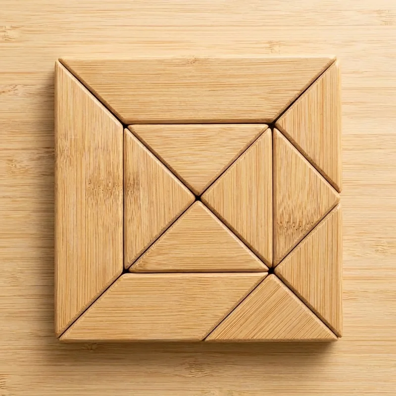 Classic Wooden Tangram — Sustainable 7-Piece Puzzle Set - 2