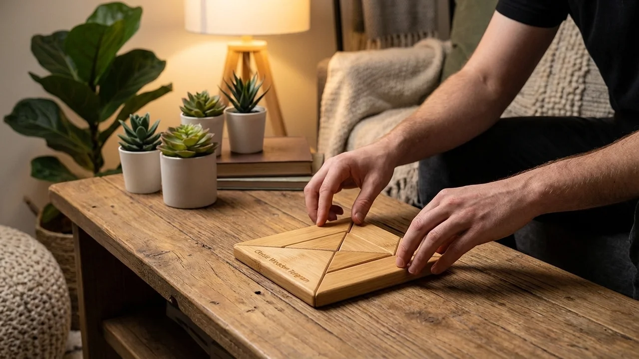 Classic Wooden Tangram — Sustainable 7-Piece Puzzle Set - 5