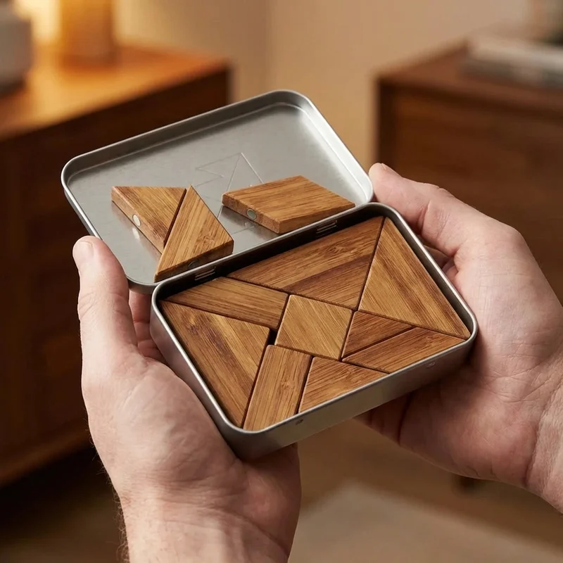 Tangram Travel Tin — Magnetic Eco-Bamboo Puzzle Kit - 4