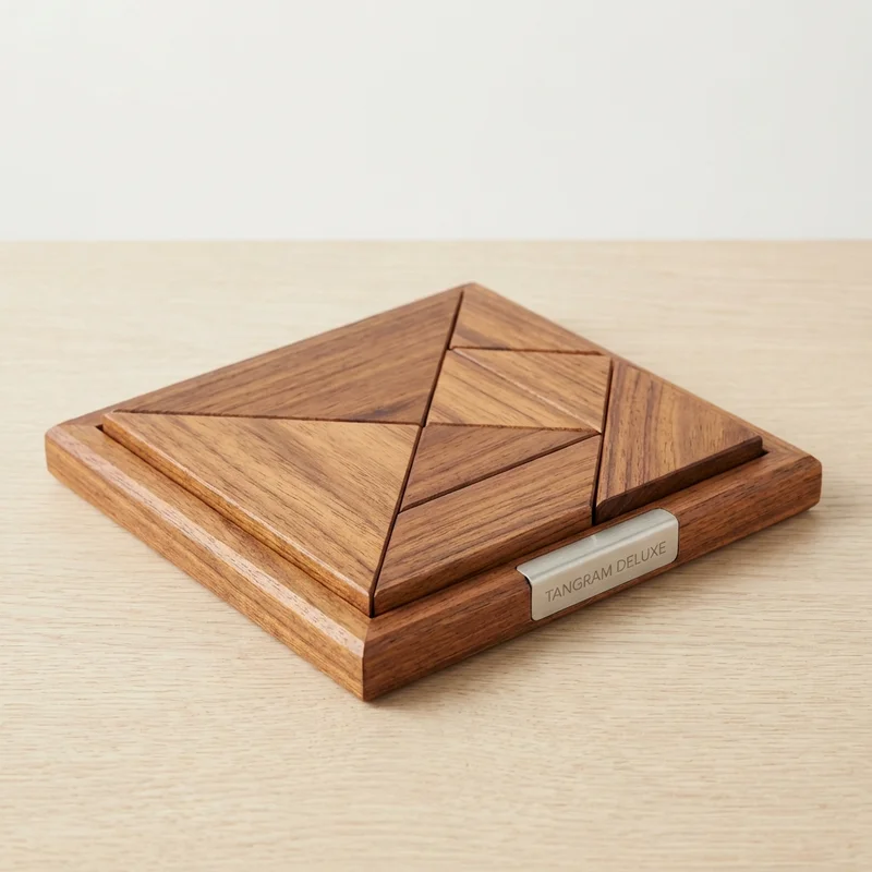 Tangram Deluxe Hardwood Set — Premium Rosewood Puzzle Board - 1