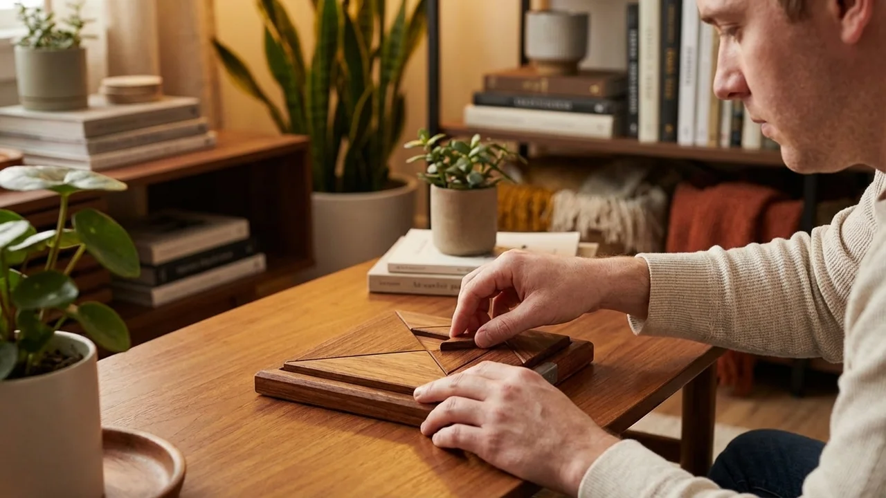 Tangram Deluxe Hardwood Set — Premium Rosewood Puzzle Board - 5