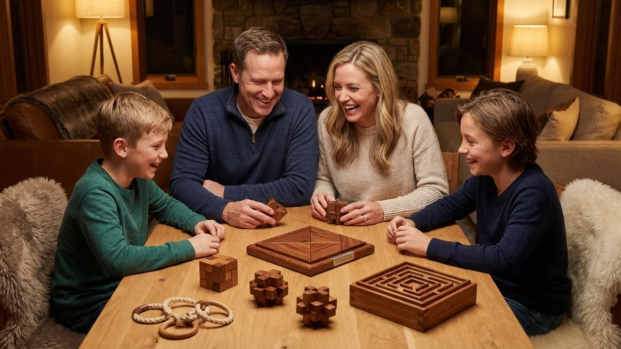 Tangram Deluxe Hardwood Set — Premium Rosewood Puzzle Board - 6