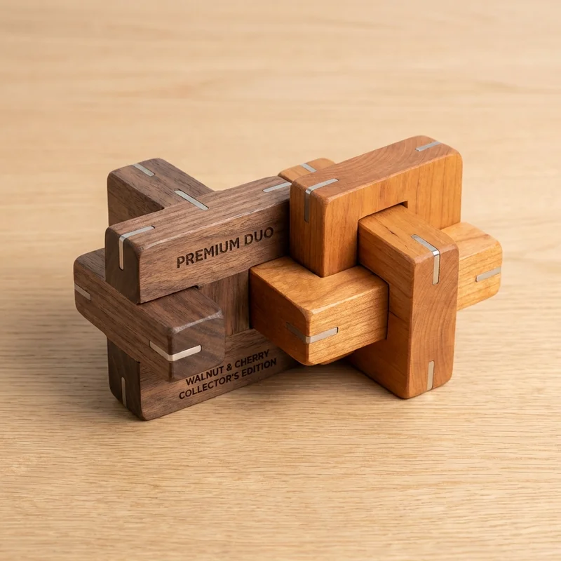 Wooden Puzzle Premium Duo — Walnut & Cherry Collector's Edition - 1