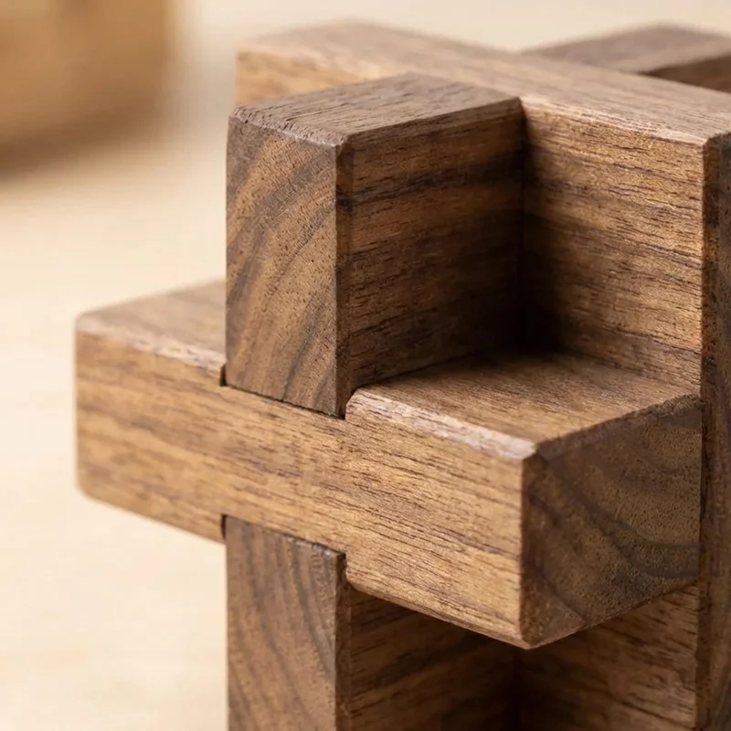 Kovapuinen lomittainen tähtisolmu — Vaikea 12-osainen burr-pulma - 3