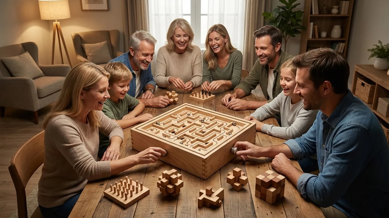 Tabuleiro Labirinto de Madeira — Jogo de Inclinar Nível Médio - 6