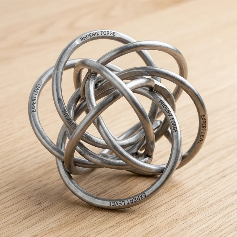 Wire Phoenix Cage Puzzle — Expert Multi-Ring Entanglement - 1