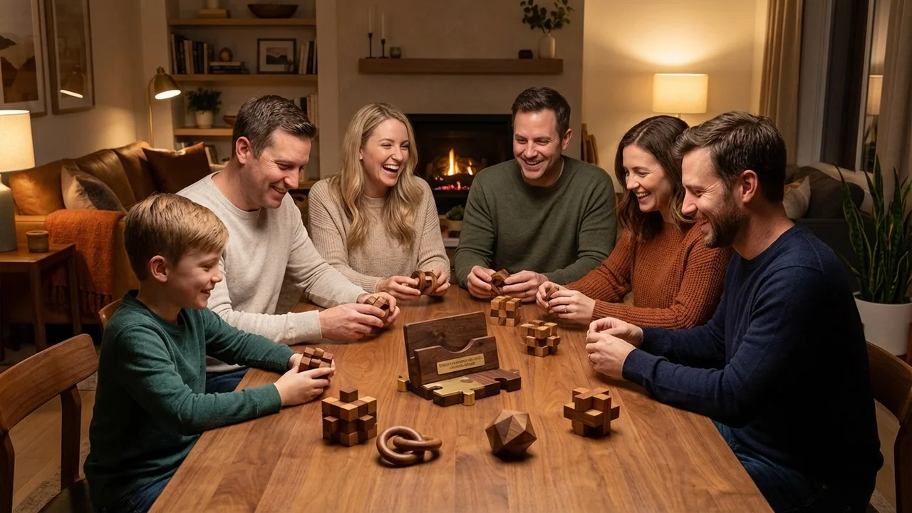 Pähkinäpuinen pulma­käyntikorttiteline — Keskivaikea tyylikäs pöytäkoriste - 6