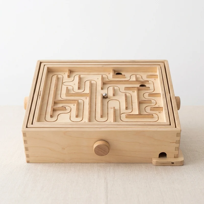 Wooden Tilt Labyrinth Board — Classic 3D Marble Maze - 1